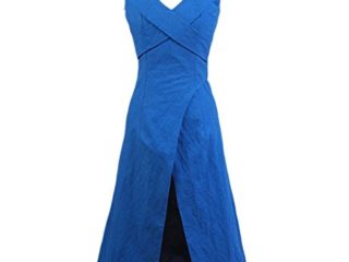Daenerys Targaryen Disfraz de Halloween Madre de Dragones sin mangas vestido de lino azul