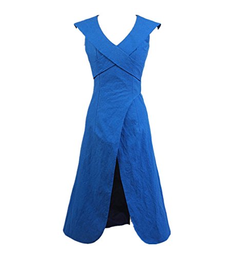 Daenerys Targaryen Disfraz de Halloween Madre de Dragones sin mangas vestido de lino azul