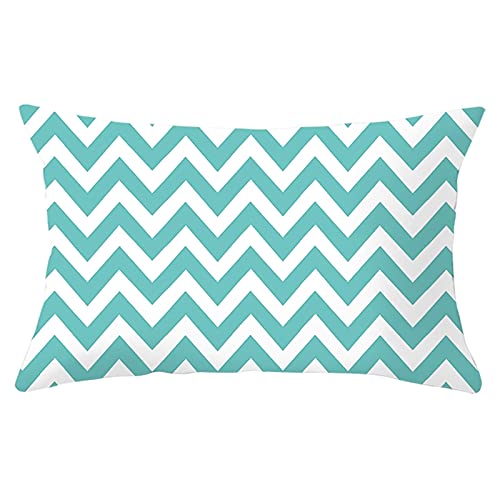 Daesar Cojines para Exterior,Cojines Sin Relleno,Patrón de Rayas Onduladas Fundas Cojines Rectangulares 30x50 Azul Blanco