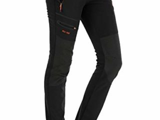 DAFENP Pantalones Trekking Mujer Impermeable Pantalones de Escalada Senderismo Alpinismo Invierno Polar Forrado Aire Libre KZ1662W-Black1-M