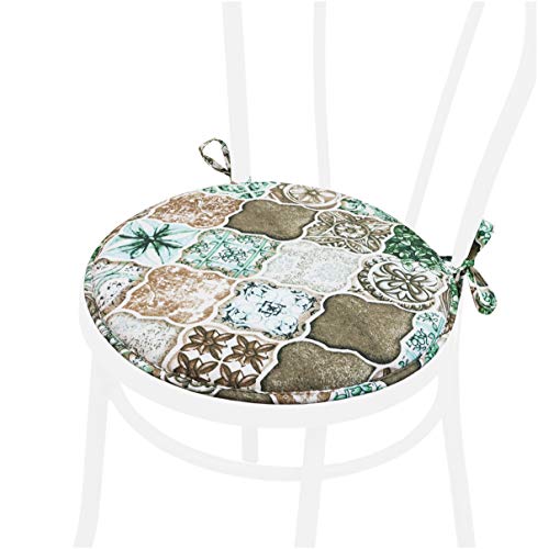 DALIA58 - Cojín redondo de azulejos de cerámica gótica suave para silla universal, lavable