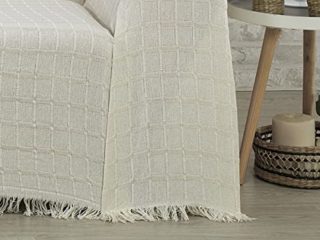 DALINA Colcha Multiusos Sofa,Manta Foulard,Plaid para Cama,Cubresofa Cubrecama,Comoda Practica y Suave. Poliester Algodón con Bordaje de Guadro Beige 230X260CM