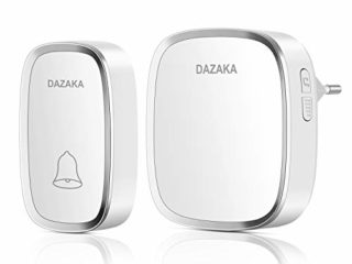 DAZAKA Timbre Inalámbrico Para Exterior Impermeable con 1 Transmisor y 1 Receptore, Alcance a 300m, 36 Melodías, Volumen Ajustable, Timbre para Ancianos, Casa, Oficina, Hotel (1 Transmisor 1 Receptor)