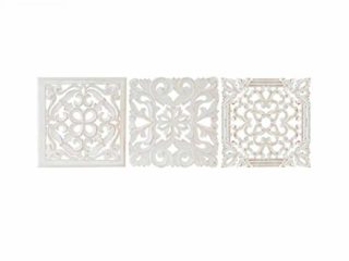 Dcasa - Conjunto de Murales Decoracion Pared Madera Tallada 30x30 cm