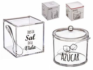 Dcasa - Salero y azucarero de cocina super original acrilico diseño frases .