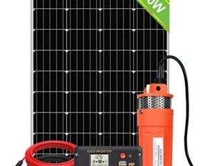 DCHOUSE bomba agua solar Kit De Pozo Profundo 120 W, kit Agua bomba solar De Bajo Ruido De Flujo Grande De 12 V Cc Con Kit De Panel Solar De 120 W Para Riego, Pozo Profundo, 2 paquetes