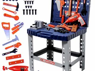 deAO Taller Mecánico Plegable Maletín Herramientas y Accesorios de Juguete Playset Portátil Juego de Imitación Conjunto Incluye 60 Accesorios y Taladro