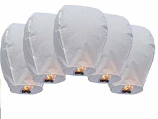 DECARETA 5 PCS Linternas de Papel Farolillo,Linternas Volantes,Cielo Linterna de Papel Romántico,Linterna Kongming,100% Biodegradable,Respetuosa con el Medio Ambiente,Muy Seguro-35 * 50 * 90cm