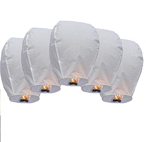 DECARETA 5 PCS Linternas de Papel Farolillo,Linternas Volantes,Cielo Linterna de Papel Romántico,Linterna Kongming,100% Biodegradable,Respetuosa con el Medio Ambiente,Muy Seguro-35 * 50 * 90cm