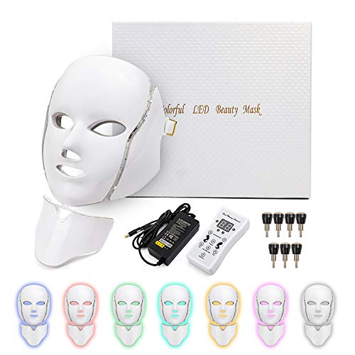 Deciniee Máscara de Terapia de Luz, 7 Colores Led de Belleza Facial Fotón Rejuvenecimiento de La Piel Fototerapia Tratamiento de La Piel Facial Cuidado Facial Antienvejecimiento Máscara de Ajuste