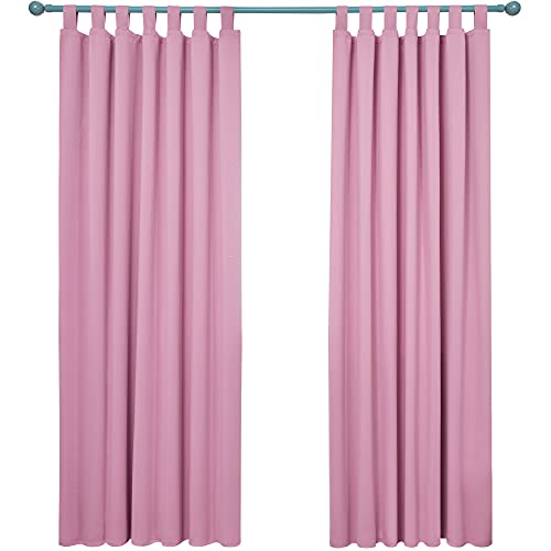 Deconovo Cortinas Dormitorio Aislantes Termicas Salon Modernas Opacas Gruesa Decoración Hogar con Trabillas 140 x 200 cm Rosa
