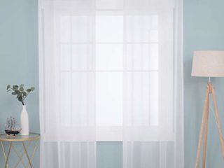 Deconovo Cortinas Salon Blancas Translucidas Visillos para Ventanas de Dormitorio Moderno Habitacion Infantil 140 x 240 cm 2 Piezas Blanco