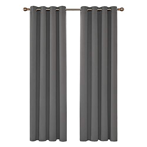 Deconovo Cortinas Salon Dormitorio Opacas Termicas aislantes Frio y Calor para Habitacion con Ojales 2 Piezas 140x245 cm Gris Claro
