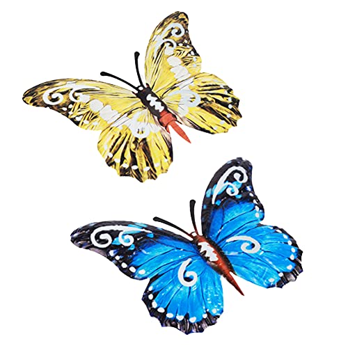 Decoración Pared Mariposas Metal, 2 Piezas Mariposa Esculturas de Pared, Mariposas Decorativas de Metal para la Pared, Escultura Pared 3D, para Adorno de Jardín de Interiores Exteriores