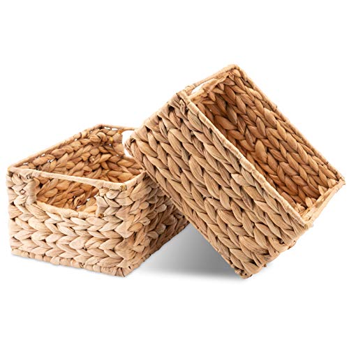 Decorasian Cesta rectangular trenzada de jacinto de agua