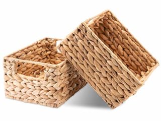 Decorasian Cesta rectangular trenzada de jacinto de agua