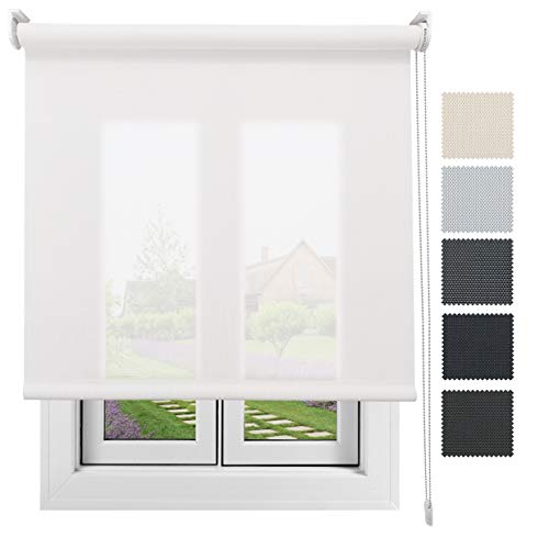 Decorestor Estor Screen 10% Premium a Medida, Desde 40 a 300 cm de Ancho - Blanco - Stores traslucidos enrollables para Ventanas y Puertas