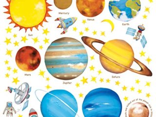 DECOWALL DS-8007 Planetas en el Espacio (English Ver.) (Pequeña) Vinilo Pegatinas Decorativas Adhesiva Pared Dormitorio Saln Guardera Habitaci Infantiles Nios Bebs