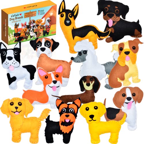 DeFieltro Razas De Perros - Kit Costura Niños y Adultos para Hacer Manualidades Infantiles – Set de Costura Niñas para Aprender a Coser – Juego Maletin Costura Infantil
