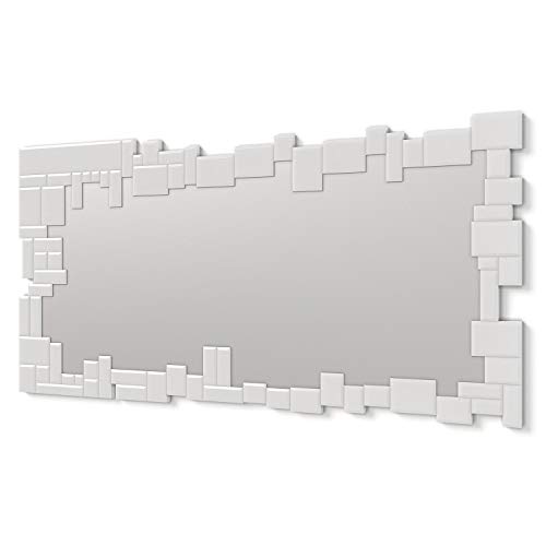 DekoArte E062 - Espejos Decorativos Modernos De Pared | Espejos Decoración para Tu Salón Dormitorio, Entrada, Recibidor | Espejos Sofisticados Grandes Rectangular Color Blanco | 1 Pieza 140 x 70 cm