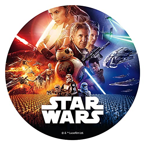 Dekora - Decoracion Tartas de Cumpleaños Infantiles en Disco Comestible de Star Wars El Despertar de la Fuerza - 20 Cm de Diámetro