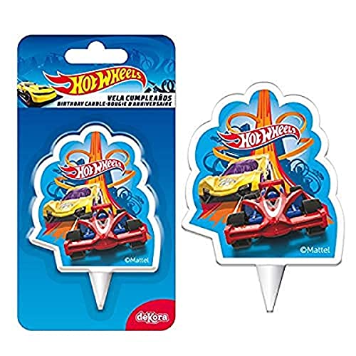 Dekora - Vela de Cumpleaños 2D Coches de Hot Wheels