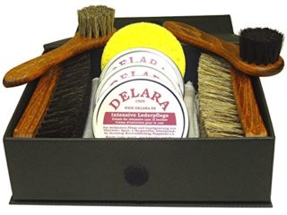 DELARA Conjunto de Limpieza de Zapatos de 9 Piezas en Caja Negra con Relieve de Oro