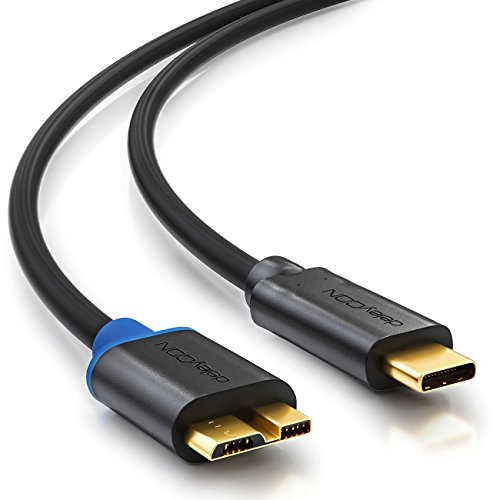 deleyCON 0,5m Cable USB 3.0 - Tipo de Conector 3.1 - USB C a Micro USB - 5 Gbit/s Cable de Carga Cable de Datos por Ejemplo Smartphone Tableta Notebook Cargador - Negro