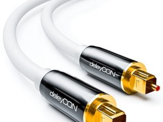 deleyCON 3m Cable Audio Digital Óptico S/PDIF 2x Conector Toslink Cable de Fibra Óptica Conector de Metal 5mm Flexible - Blanco
