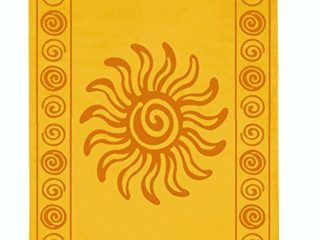 Delindo Lifestyle® Tropical Toalla de playa, XXL, 100% algodón, 180 x 200 cm, diseño de sol, color amarillo