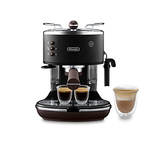 DeLonghi ECOV311.BK Cafetera Espresso Vintage Icona, Independiente, Semi-autom?tica, 1050 W, 1.4 L, 15 bares, color negro