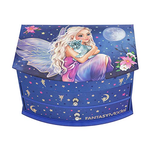 Depesche- Joyero con Espejo, Modelo Fantasy, Azul, Aprox. 19,2 x 14 x 11 cm, Color (11236)