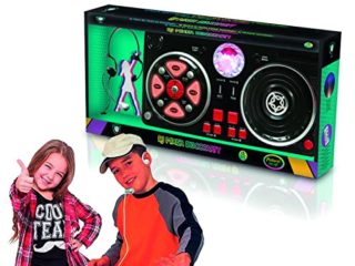 DEQUBE- Mesa Mezclas de DJ con diversas Bases y Efectos, Incluye Bola de Luces Intermitentes de Disco, conexión Bluetooth a Dispositivos, Color Negro, Mediano (916D00040)