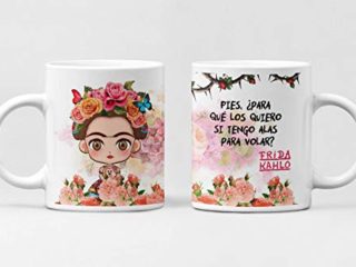 Desconocido Taza Frida Kahlo. Taza cerámica de café. Frase Pies, para Que los Quiero si Tengo alas para Volar