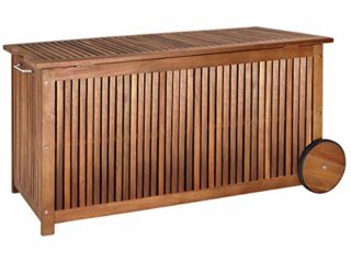 Deuba Baúl de Madera con Funda Interior de protección agarraderos y Ruedas de Goma almacenaje de Exterior jardín terraza