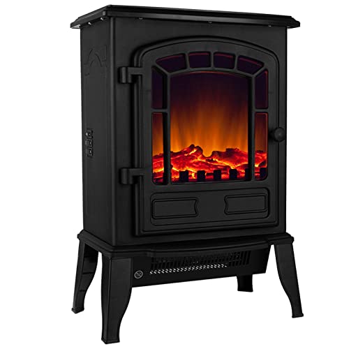 Deuba Chimenea eléctrica Negra Efecto Llama LED 1000/2000W Termoventilador Calefactor Estufa