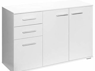 Deuba Cómoda Alba Aparador Oficina Dormitorio Blanca Puertas Cajones Organizador Armario Almacenamiento