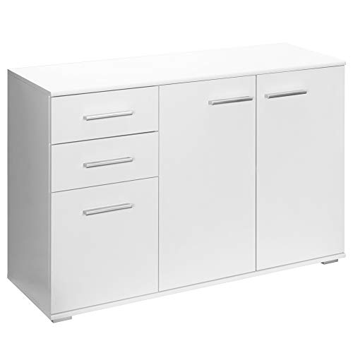 Deuba Cómoda Alba Aparador Oficina Dormitorio Blanca Puertas Cajones Organizador Armario Almacenamiento