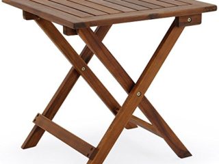 Deuba Mesita de Jardín de Madera de Acacia 46x46cm Mesa Auxiliar Plegable Exterior Balcón Terraza