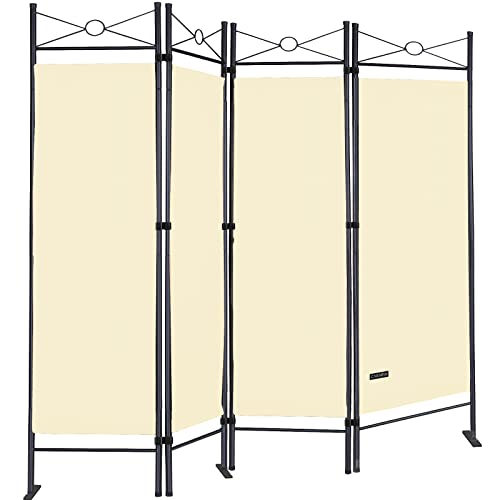 Deuba Separador de Ambientes Lucca 180x163cm 4 Paneles Plegables Pared Divisoria Decoración Biombo Crema