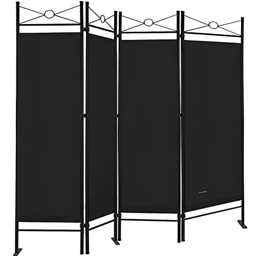 Deuba Separador de Ambientes Lucca 180x163cm 4 Paneles Plegables Pared Divisoria Decoración Biombo Negro
