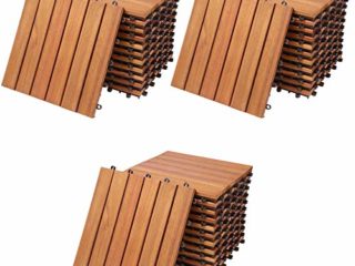 Deuba Set 33x Baldosas de madera de eucaliptus Clásicas 30x30cm 3m² Losas para terraza balcón o jardín