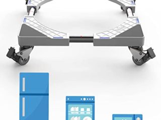DEWEL Base Lavadora Soporte Lavadora Secadora Móvil Ajustable con 4 Ruedas Giratorias Dobles de Goma Soporte Antivibracion para Lavadora, Secadora y Refrigerador, 360°Giración