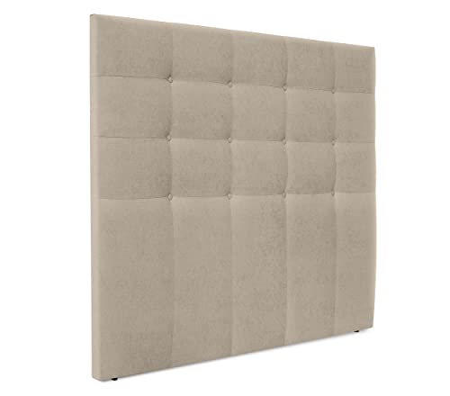 DHOME Cabecero, Cabezales de Cama Capitoné hasta el Suelo. Cabezal tapizado ACUALINE Tela y Polipiel. Cabeceros de Cama Matrimonio e Individual (Tela Beige, 145cm (Camas 120/135/140))