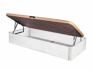 DHOME Canape Abatible Tapizado 3D Grosor 30mm con Apertura Lateral 4 válvulas Maxima Calidad Esquinas canapé Madera (105x200, Ártico Ap. Lateral)
