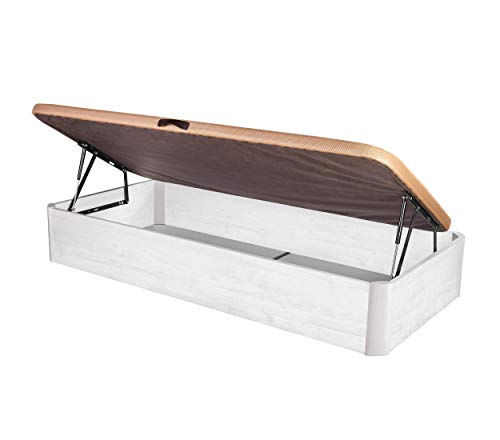 DHOME Canape Abatible Tapizado 3D Grosor 30mm con Apertura Lateral 4 válvulas Maxima Calidad Esquinas canapé Madera (105x200, Ártico Ap. Lateral)