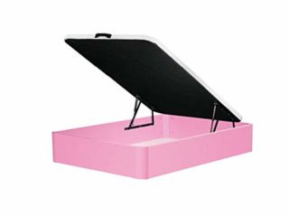 DHOME Canape Abatible Tapizado 3D Juvenil Infantil con Apertura Normal o Lateral Esquinas Macizas de Haya canapé Madera (90x190 22mm, Rosa)