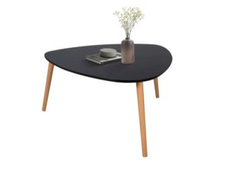 DHOME Mesa de Café, Mesa de Centro Estilo NORDICO mesita Auxiliar con Patas de Madera Maciza de Pino Amplia, mesilla para salón Minimalista escandinavo (Triangular, Negro)