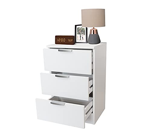 DHOME Mesita de Noche 2 o 3 cajones, Sinfonier 6 cajones, sinfonier + mesilla, Cama Dormitorio Color Blanco Cambrian Roble Posibilidad Pack Conjunto (Mesita 3 cajones 1 ud, Blanco)