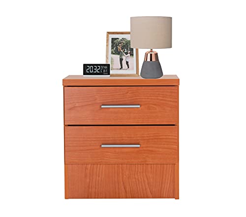 DHOME Mesita de Noche para Dormitorio 1, 2 o 3 cajones mesitas mesilla sinfonier sifonier 6 cajones Cama habitacion (Cerezo 2 Cajones, 1 Unidad)
